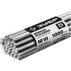 ЗУБР DIN 975, кл. пр. 4.8, М10 х 1000 мм, цинк, 25 шт, резьбовая шпилька (30330-10-1)