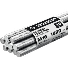 ЗУБР DIN 975, кл. пр. 4.8, М16 х 1000 мм, цинк, 10 шт, резьбовая шпилька (30330-16-1)