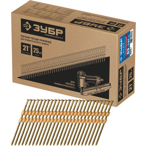 ЗУБР SN21 63 х 2.87 мм, реечные гвозди рифленые оцинкованные, 3000 шт (305393-63)