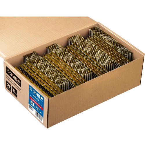 ЗУБР SN21 63 х 2.87 мм, реечные гвозди рифленые оцинкованные, 3000 шт (305393-63)