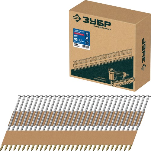 ЗУБР SN21 90 х 3.1 мм, реечные гвозди рифленые оцинкованные, 2010 шт(305396-90)