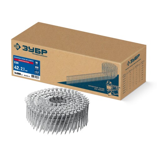 ЗУБР CSN 42 х 2.1 мм, барабанные гвозди для сайдинга оцинкованные, 14000 шт (305386-42)