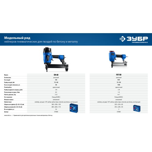 ЗУБР CN усиленные 22 х 3.05 мм, гвозди по бетону оцинкованные, 1000 шт (305387-22)