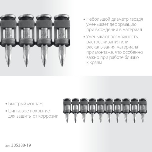 ЗУБР CN 19 х 2.7 мм, гвозди по бетону оцинкованные, 1000 шт (305388-19)