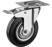 ЗУБР d 125 мм, г/п 100 кг, игольчатый подшипник, резина/металл, поворотное колесо c тормозом, Профессионал (30936-125-B)