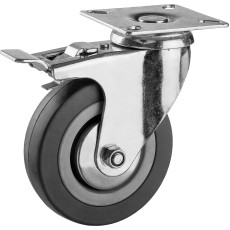 ЗУБР d 100 мм, г/п 65 кг, резина/полипропилен, поворотное колесо c тормозом (30956-100-B)