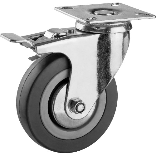 ЗУБР d 100 мм, г/п 65 кг, резина/полипропилен, поворотное колесо c тормозом (30956-100-B)