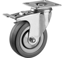 ЗУБР d 75 мм, г/п 50 кг, резина/полипропилен, поворотное колесо c тормозом (30956-75-B)