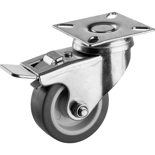 ЗУБР d 50 мм, г/п 40 кг, резина/полипропилен, термопластичное поворотное колесо c тормозом, Профессионал (30946-50-B)