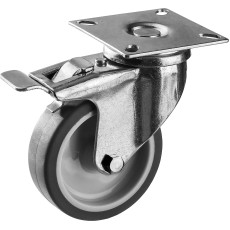 ЗУБР d 75 мм, г/п 60 кг, резина/полипропилен, термопластичное поворотное колесо c тормозом, Профессионал (30946-75-B)