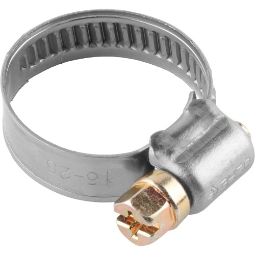 ЗУБР НХ-9Н, 16 - 25 мм, накатная лента 9 мм, 200 шт, нержавеющий хомут, Профессионал (37820-16-25-200)