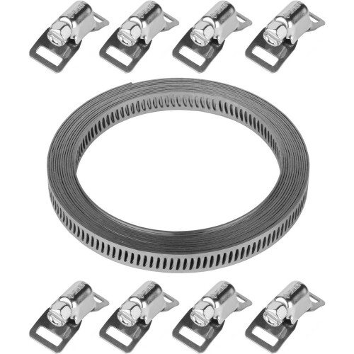 ЗУБР 3 м х 8 мм, 8 замков, набор: хомут универсальный нержавеющий, Профессионал (37811-H8)