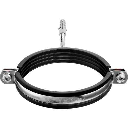 ЗУБР 4″, цинк, 1 шт, трубный хомут с сантехнической шпилькой и дюбелем (37866-107-116)