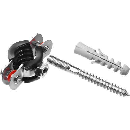 ЗУБР 3/8″, цинк, 1 шт, трубный хомут с сантехнической шпилькой и дюбелем (37866-15-19)