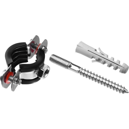 ЗУБР 1/2″, цинк, 1 шт, трубный хомут с сантехнической шпилькой и дюбелем (37866-20-24)