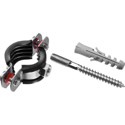 ЗУБР 3/4″, цинк, 1 шт, трубный хомут с сантехнической шпилькой и дюбелем (37866-25-29)