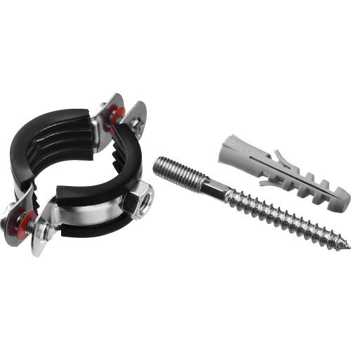 ЗУБР 1″, цинк, 1 шт, трубный хомут с сантехнической шпилькой и дюбелем (37866-32-37)