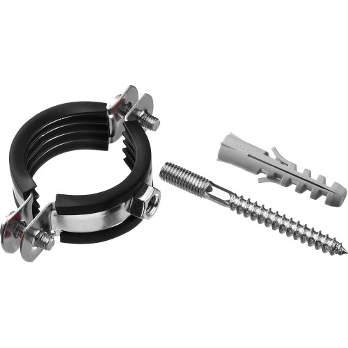 ЗУБР 1 1/4″, цинк, 1 шт, трубный хомут с сантехнической шпилькой и дюбелем (37866-40-45)