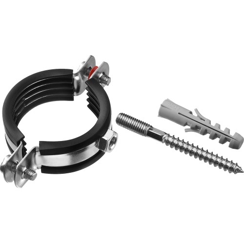 ЗУБР 1 1/2″, цинк, 1 шт, трубный хомут с сантехнической шпилькой и дюбелем (37866-47-52)