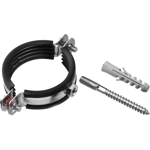 ЗУБР 2″, цинк, 1 шт, трубный хомут с сантехнической шпилькой и дюбелем (37866-59-65)