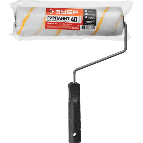 ЗУБР ГИРПАИНТ, 40 х 240 мм, бюгель 6 мм, ворс 12 мм, все виды ЛКМ, малярный валик (03516-24)