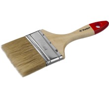 ЗУБР УНИВЕРСАЛ, 100 мм, 4″, светлая натуральная щетина, деревянная ручка, все виды ЛКМ, плоская кисть (4-01003-100)