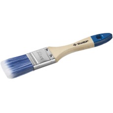 ЗУБР АКВА, 38 мм, 1.5″, светлая искусственная щетина, деревянная ручка, для воднодисперсионных и акриловых ЛКМ, плоская кисть (4-01007-038)