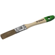 ЗУБР ЛАЗУРЬ, 20 мм, 3/4″, светлая смешанная щетина, деревянная ручка, для высокотекучих ЛКМ, плоская кисть (4-01009-020)