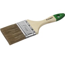ЗУБР ЛАЗУРЬ, 75 мм, 3″, светлая смешанная щетина, деревянная ручка, плоская кисть (4-01009-075)
