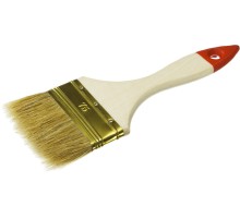 ЗУБР 75 мм, 3″, светлая натуральная щетина, деревянная ручка, плоская кисть (01099-075)