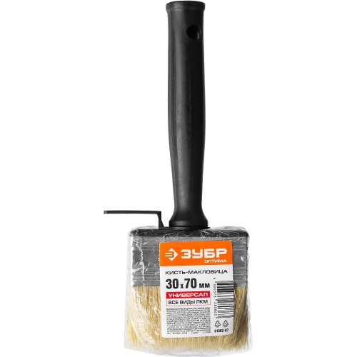 ЗУБР 30 х 70 мм, светлая щетина, пластмассовый корпус, все виды ЛКМ, кисть-макловица (01802-07