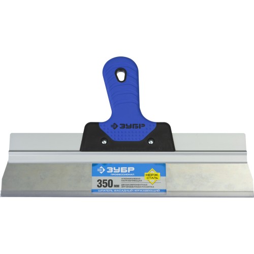 ЗУБР 350 мм, усиленная алюминиевая направляющая, двухкомпонентная ручка, нержавеющий, фасадный шпатель, Профессионал (10049-35)