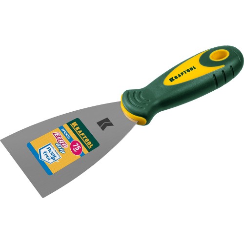 KRAFTOOL 75 мм, х-образное профилированное полотно, двухкомпонентная ручка, нержавеющий, шпатель (10035-075)