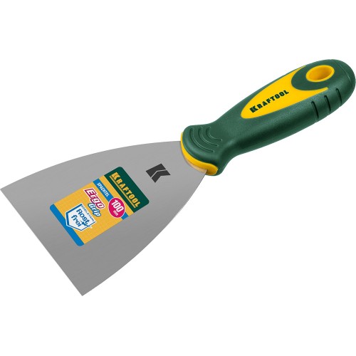 KRAFTOOL 100 мм, х-образное профилированное полотно, двухкомпонентная ручка, нержавеющий, шпатель (10035-100)