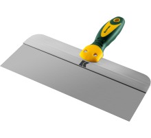 KRAFTOOL 300 мм, широкое полотно, алюминиевая направляющая, двухкомпонентная ручка, нержавеющий, фасадный шпатель (10036-300)