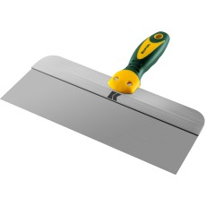 KRAFTOOL 300 мм, широкое полотно, алюминиевая направляющая, двухкомпонентная ручка, нержавеющий, фасадный шпатель (10036-300)