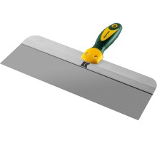 KRAFTOOL 350 мм, широкое полотно, алюминиевая направляющая, двухкомпонентная ручка, нержавеющий, фасадный шпатель (10036-350)