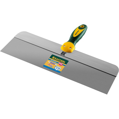KRAFTOOL 400 мм, широкое полотно, алюминиевая направляющая, двухкомпонентная ручка, нержавеющий, фасадный шпатель (10036-400)