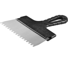 ЗУБР 200 мм, зуб 6 х 6 мм, пластиковая ручка, нержавеющий фасадный шпатель (10078-20-06)