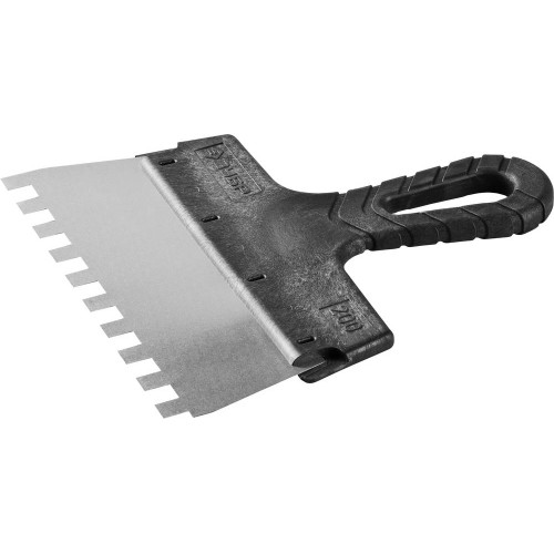 ЗУБР 200 мм, зуб 10 х 10 мм, пластиковая ручка, нержавеющий фасадный шпатель (10078-20-10)