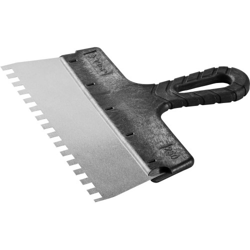 ЗУБР 250 мм, зуб 8 х 8 мм, пластиковая ручка, нержавеющий фасадный шпатель (10078-25-08)