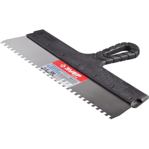 ЗУБР 350 мм, зуб 6 х 6 мм, пластиковая ручка, нержавеющий фасадный шпатель (10078-35-06)