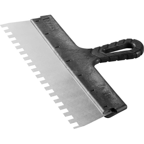 ЗУБР 350 мм, зуб 10 х 10 мм, пластиковая ручка, нержавеющий фасадный шпатель (10078-35-10)