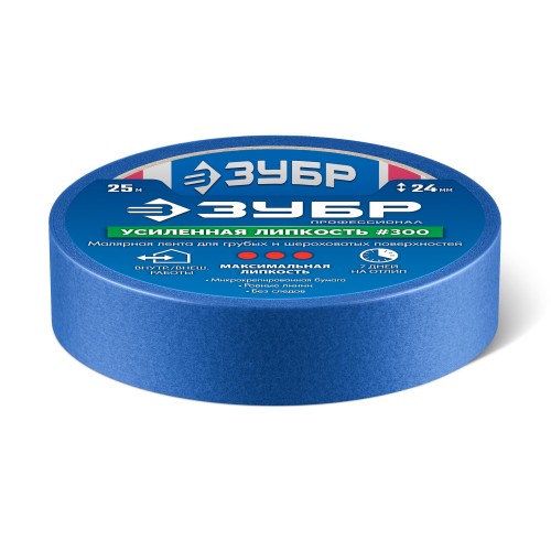 ЗУБР №100 24 мм х 25 м, для гладких и слегка шероховатых поверхностей, малярная лента, Профессионал (12141-24)
