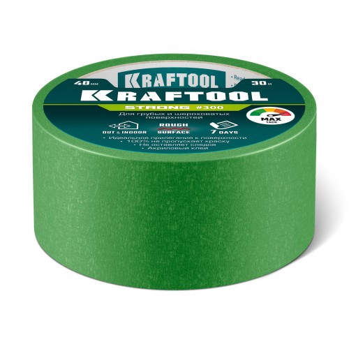 KRAFTOOL #300 Strong 48 мм х 30 м, для грубых и шероховатых поверхностей, малярная лента (12103-48)
