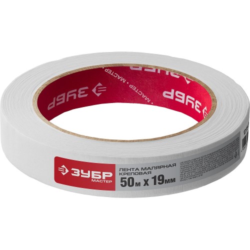ЗУБР 19 мм х 50 м, креповый, малярный скотч, МАСТЕР (12115-19)