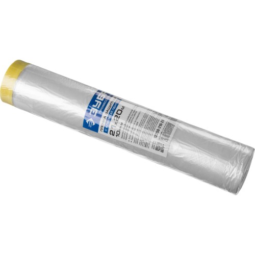 ЗУБР 20 м x 2.1 м, 10 мкм, HDPE, пленка укрывная с клейкой лентой, Профессионал (12250-210-20)