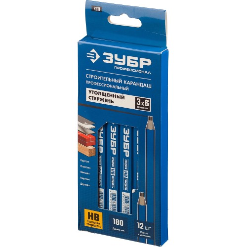ЗУБР КСП 180 мм, HB, строительный карандаш плотника, Профессионал (4-06305-18)