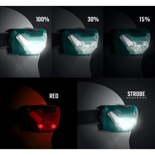 KRAFTOOL KH-3, 500 лм, 5 режимов, налобный фонарь, 3ААА (56456)