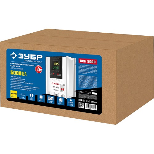 ЗУБР 5000ВА, 5 кВт, автоматический стабилизатор напряжения, Профессионал (59385-5)